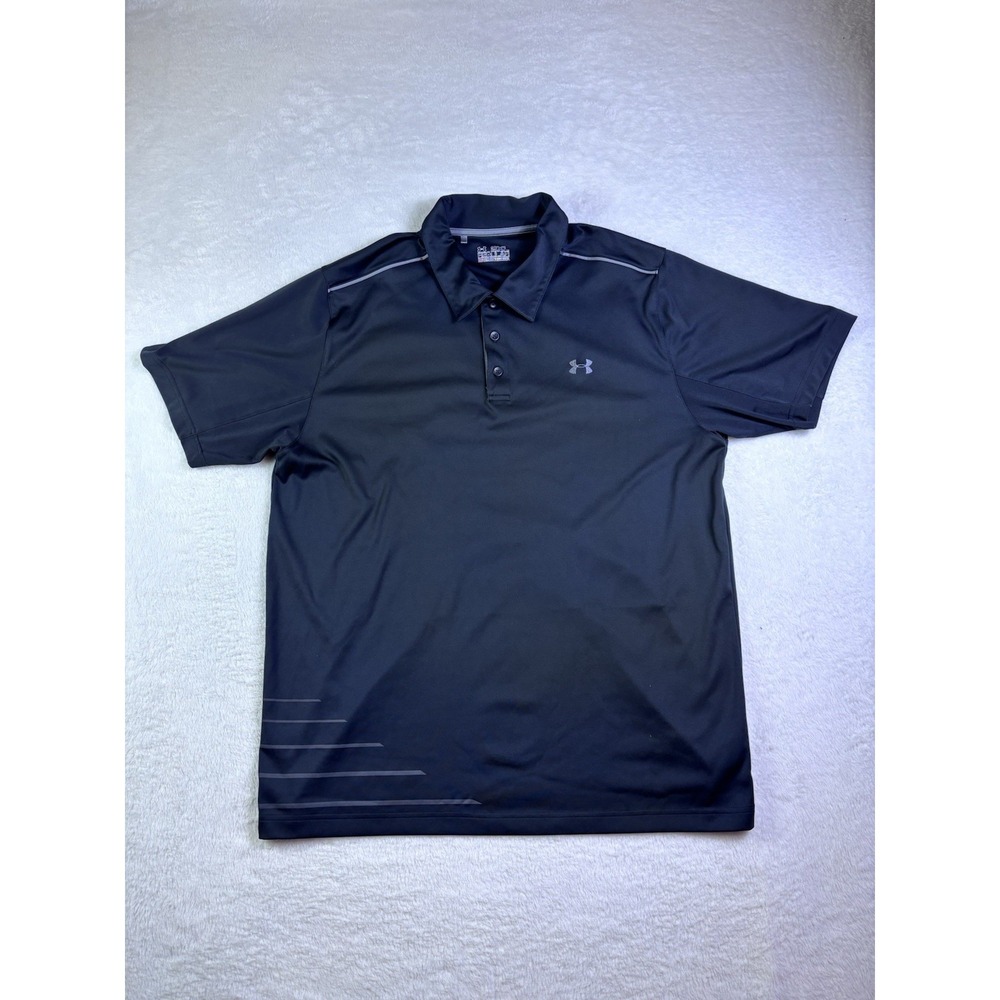 Under Armour Polo Shirt Mens 2XL Black HeatGear Regular Golf Performance Top